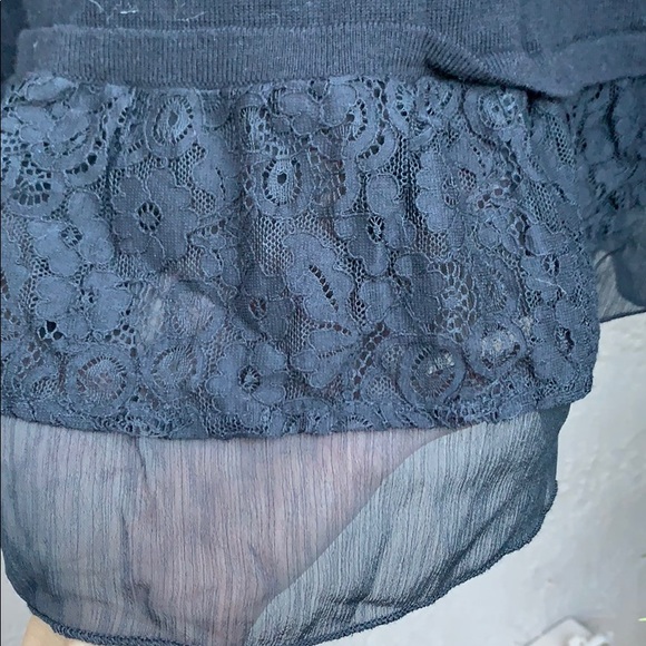 Style & Co Lace Trim Scoop Neck Sweater Black Lg - Picture 5 of 7